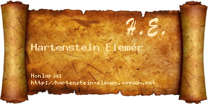 Hartenstein Elemér névjegykártya